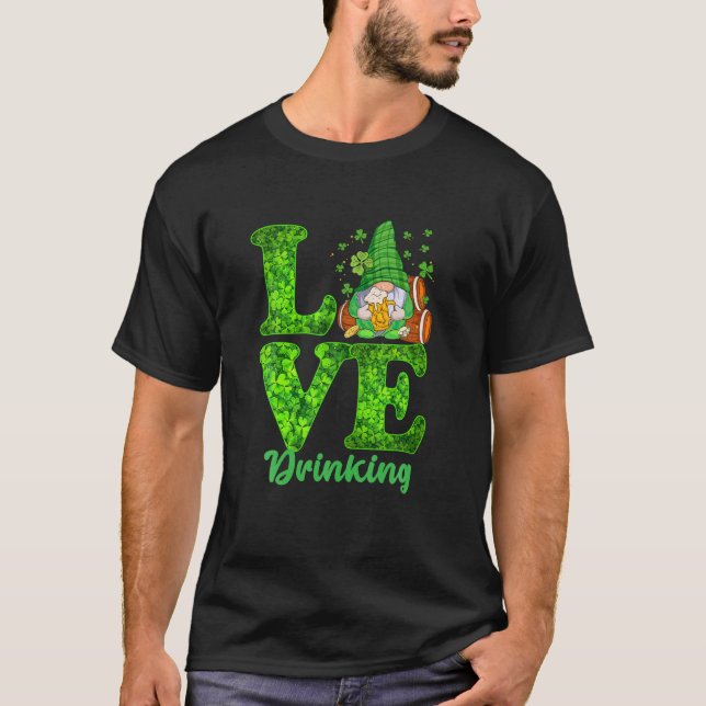 T-shirt Amour drôle Boire Gnome Beer Lover Happy St Part (Devant)