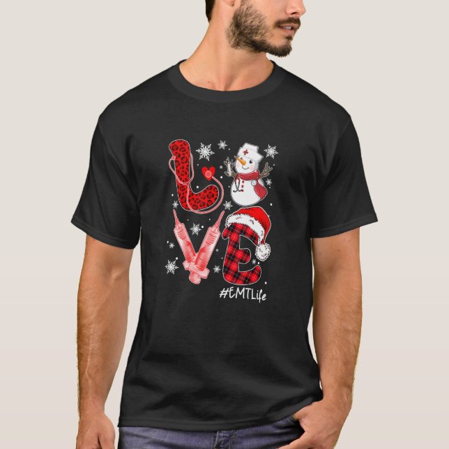 T-shirt Amour drôle Emt Life Infirmière Stethoscope Leopar (Devant)