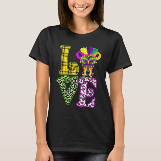 T-shirt Amour drôle Mardi Gras Doberman Chien Papa Chien M (Devant)