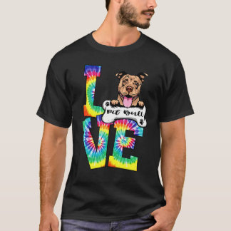 T-shirt Amour Drôle Pit Bull Tie Dye Arc-en-Ciel Chien