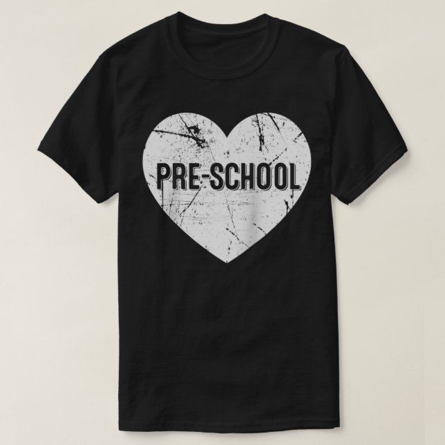 T-shirt Amour du coeur pour enseigner Pré-Scolaire Fière E (Design devant)