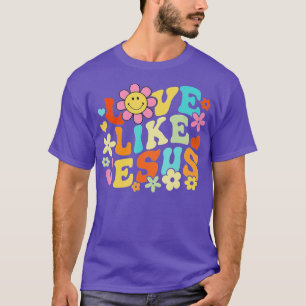 T-shirt Amour Du Visage Rétro Comme Jésus Fleurs Boho