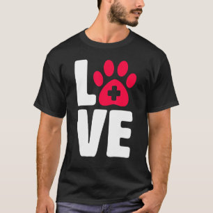T-shirt Amour Enseignant École Éducateur Chien Rouge Paw