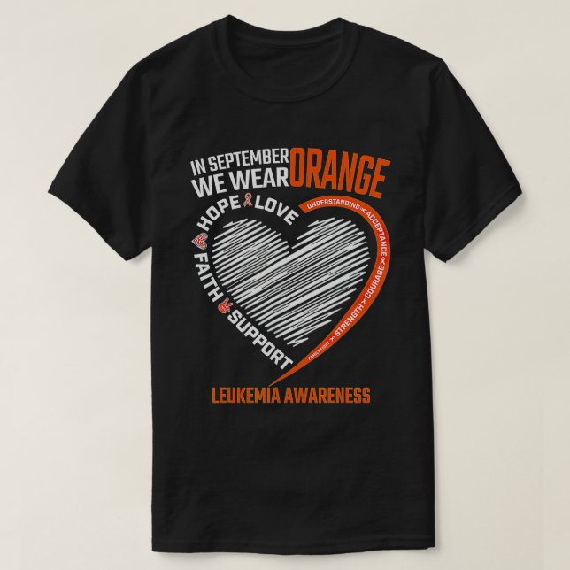 T-shirt Amour Espoir Foi Septembre Nous Portons Orange Leu (Design devant)