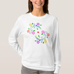 T-shirt Amour et dessus Arc-en-ciel-Coloré de blanc de