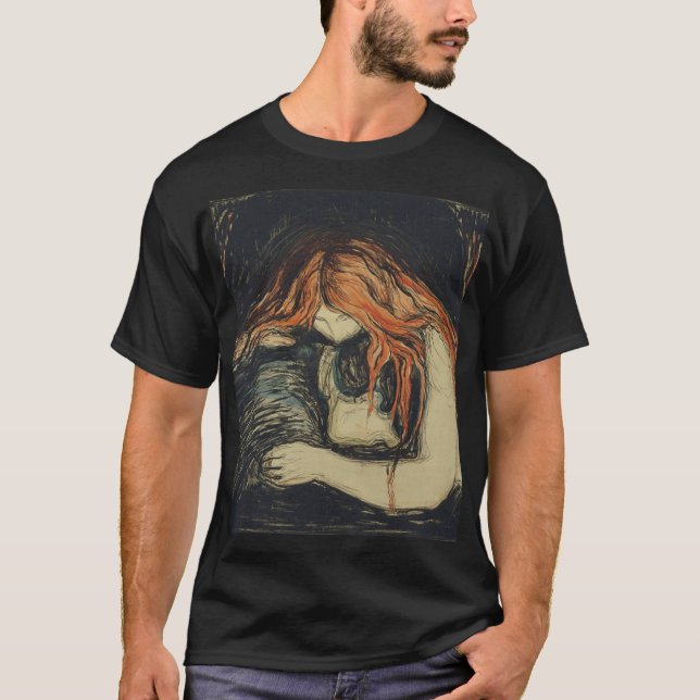 T-shirt Amour et douleur (Le Vampire) (par Edvard Munch) (Devant)