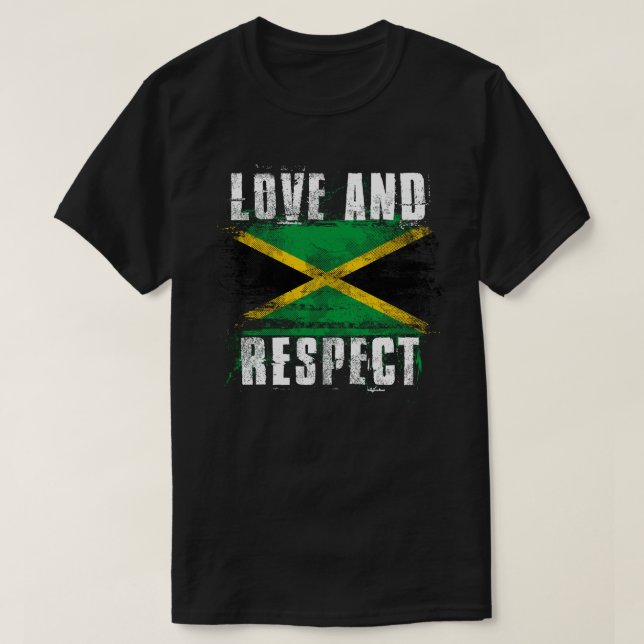 T-shirt Amour et fierté jamaïcaine T   de drapeau de la (Design devant)