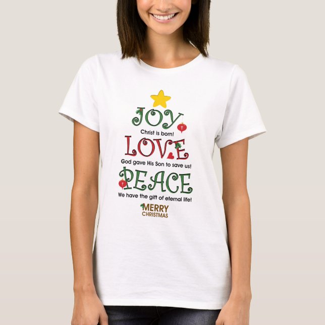 T-shirt Amour et paix chrétiens de joie de Noël (Devant)