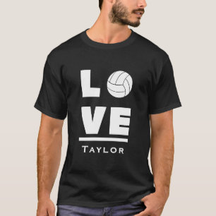 T-shirt Amour et vie Volleyball Fan de sport Nom personnal