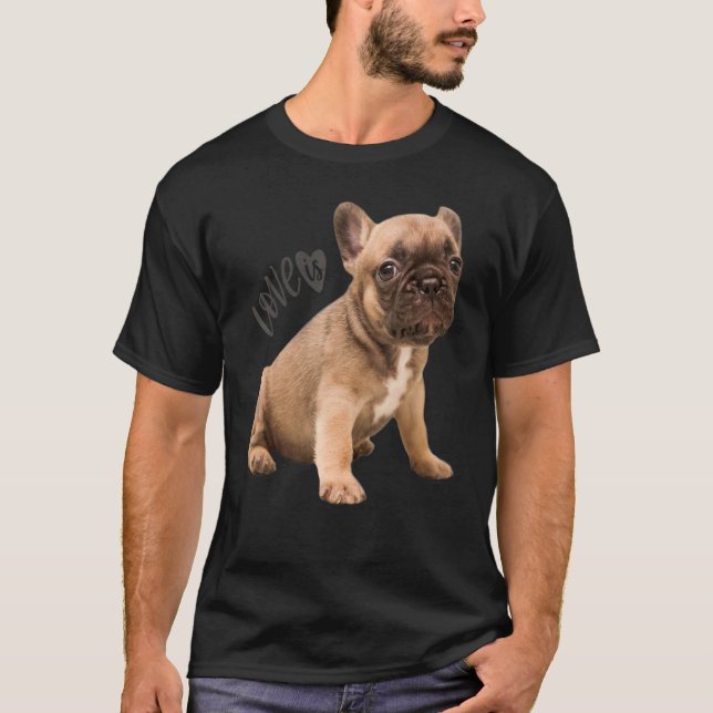T-shirt Amour French Bulldog Frenchie Maman Papa Chien Chi (Devant)