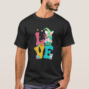 T-shirt Amour Gnome Bunny Leopard Chasse de printemps Oeuf