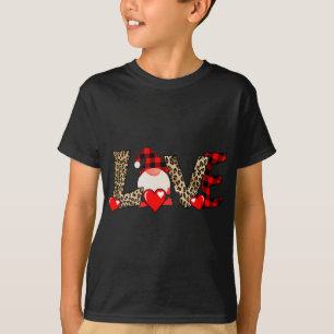 T-shirt Amour Gnome Valentines Jour Léopard Red Plaid Gnom