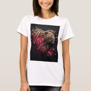 T-shirt Amour Graffiti Art au Coeur de Léopard