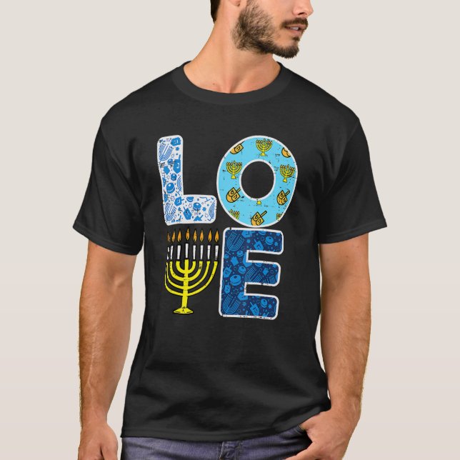 T-shirt Amour Hanukkiah Menorah Juif Hanoukka Chanukah Men (Devant)