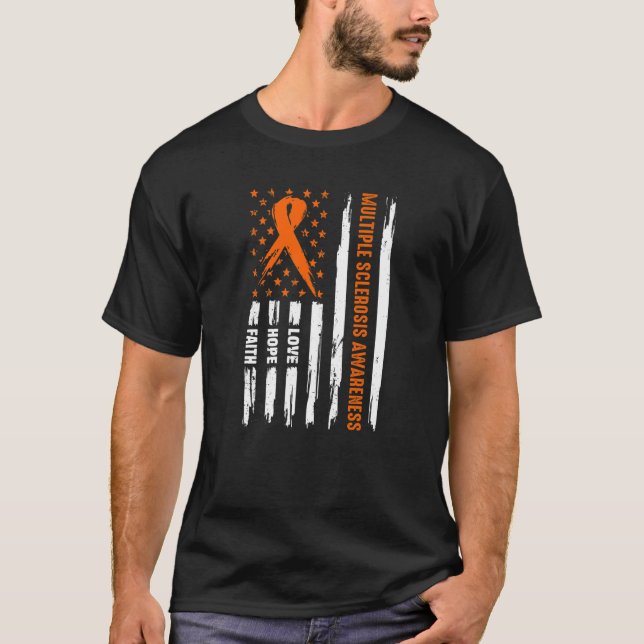 T-shirt Amour Hope Faith American Flag Sclérose en plaques (Devant)
