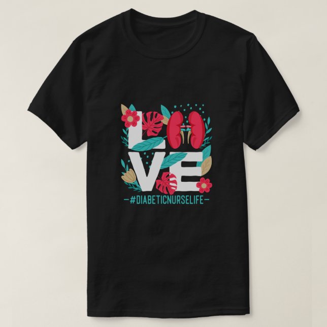 T-shirt Amour Infirmière diabétique Vie Drôle Insuline Inf (Design devant)