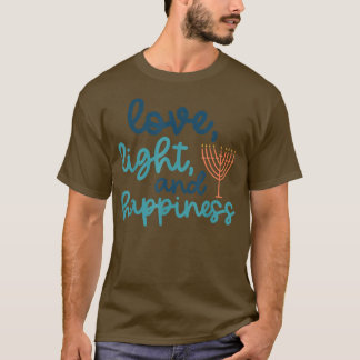 T-shirt Amour Lumière et Bonheur Hanoukka Menorah Juif H