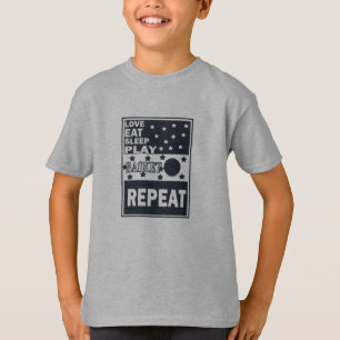 T-shirt Amour manger dormir jouer basket-ball répéter