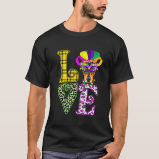 T-shirt Amour Mardi Gras Doberman Chien Papa Chien Maman