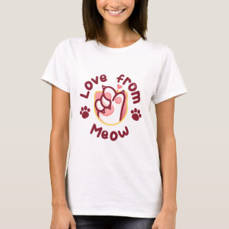 T-shirt Amour Mignon De Meow Patte De Chat Cœur Cadeau