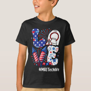 T-shirt Amour Mri Tech Life Usa Drapeau Feu d'artifice 4 j