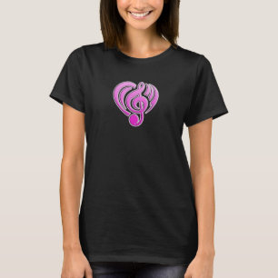 T-shirt Amour Musical Vibrations Cœur Rose Note De Musique