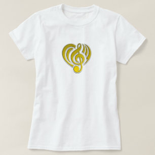 T-shirt Amour Musical Vibrations Jaune Musique Note DJ