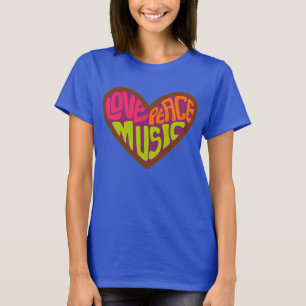 T-shirt amour musique de paix Hippie Coeur cravate teint t