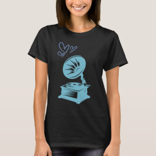T-shirt Amour Musique Vieille École Gramophone
