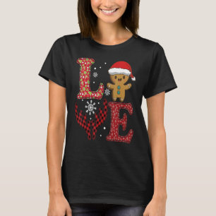 T-shirt Amour Noël 2022 Buffalo Plaid Gingerbread Homme