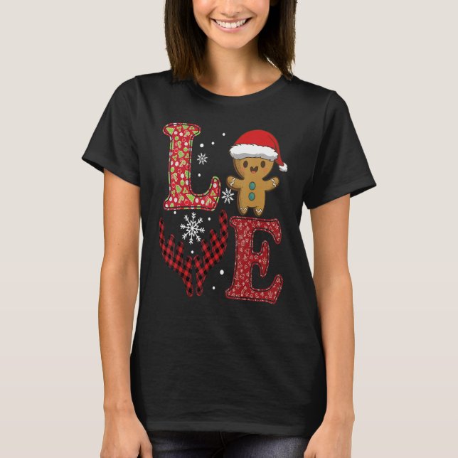 T-shirt Amour Noël 2022 Buffalo Plaid Gingerbread Homme (Devant)