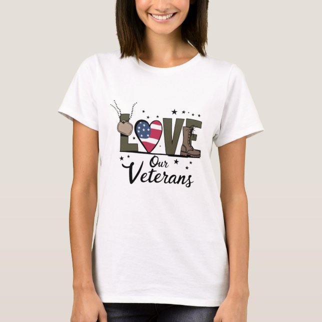 T-shirt Amour Notre Jour des anciens combattants Fier Jour (Devant)