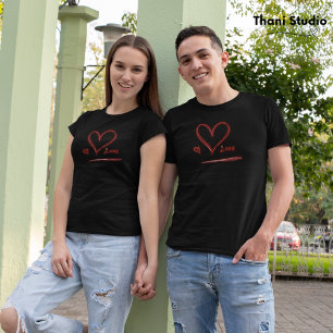 T-shirt Amour original tiré à la main Coeur minimaliste mo