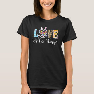 T-shirt Amour Ortho Nurse Bunny Pâques Stethoscope Leopard