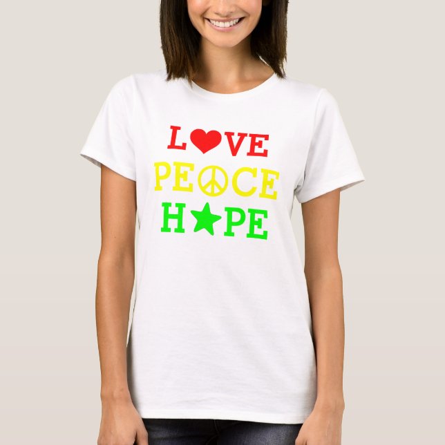 T-shirt Amour, paix et espoir Multicolore (Devant)