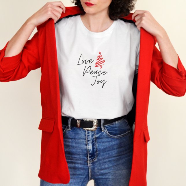 T-shirt Amour Paix Joie Moderne Mini Noël Vacances (Créateur téléchargé)