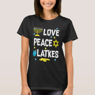 T-shirt Amour Paix Latkes Hanukkah Chanukah Juif