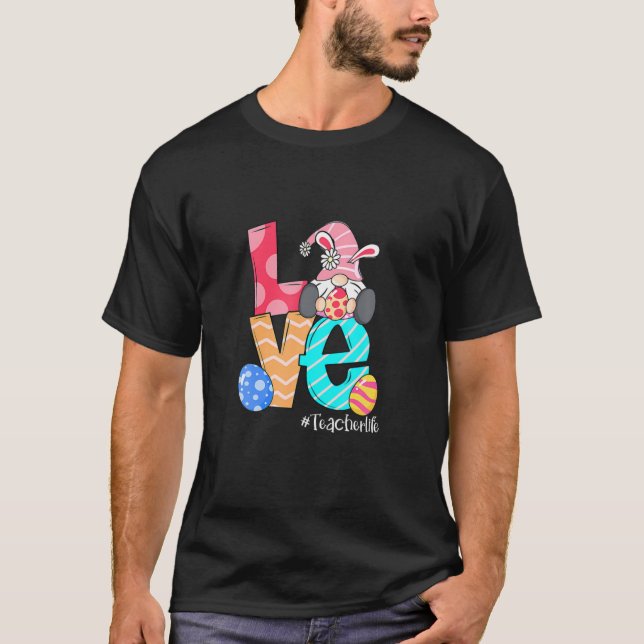 T-shirt Amour Pâques Gnome Bunny Enseignant Vie Pâques Jou (Devant)
