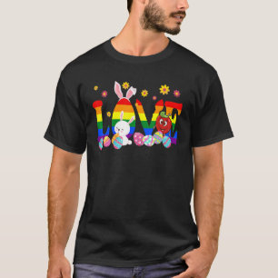 T-shirt Amour Pâques Jour Lgbt Fierté Fleur Chasse Oeufs B
