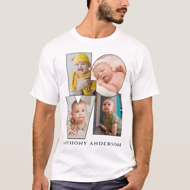 T-shirt Amour personnalisé modèle photo coeurs et texte (Devant)