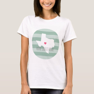 T-shirt Amour pour l'État du Texas avec Cœur Personnalisé