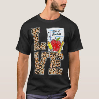 T-shirt Amour Pré K Remerciement Professeur Léopard Rentré