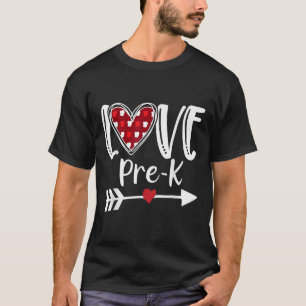 T-shirt Amour Pré-k Rouge Plaid Coeur Valentines Enseignan