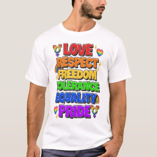 T-shirt Amour, Respect, Liberté, Tolérance, Égalité, Fiert
