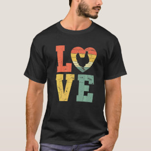 T-shirt Amour Rétro Poulet Coeur Saint Valentin 70s 80s An