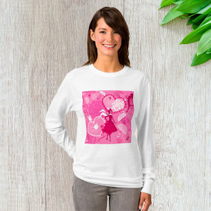 T-shirt Amour romantique Silhouette Motif Coeurs roses