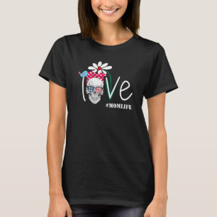 T-shirt Amour Skull Daisy Fleur American Flag Maman Vie