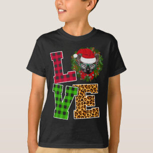 T-shirt Amour Sphynx Chat Santa Hat Leopard Funny Noël