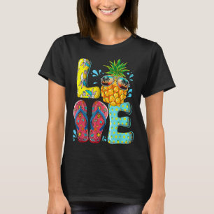 T-shirt Amour Tourbe à tongs d'été Ananas Fruit Tropical B