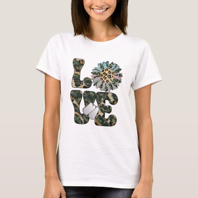 T-shirt Amour Tournesol Militaire (Devant)